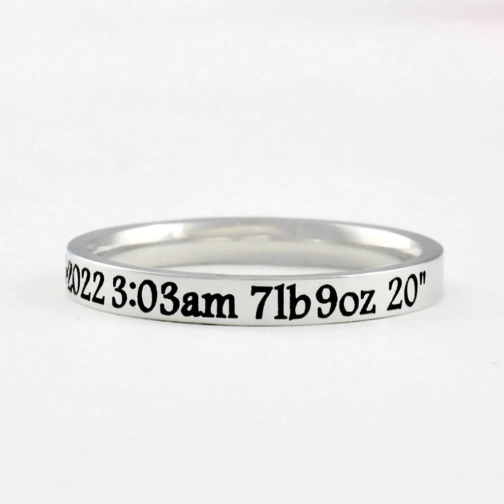 Baby Stats Personalized Ring