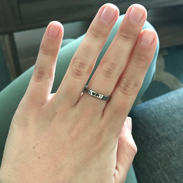 Custom Coordinates Ring, Personalized Stainless Steel Band, Engraved Location Gift for Couples, Sisters, Friends