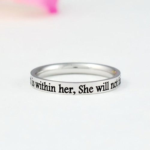 God is within her, she will not fall – Stainless Steel Band Ring, Christian Faith, Psalm 46:5 Scripture, Inspirational Religious Gift