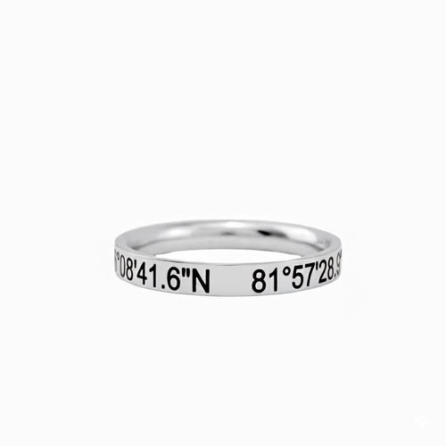 Custom Coordinates Ring, Personalized Stainless Steel Band, Engraved Location Gift for Couples, Sisters, Friends