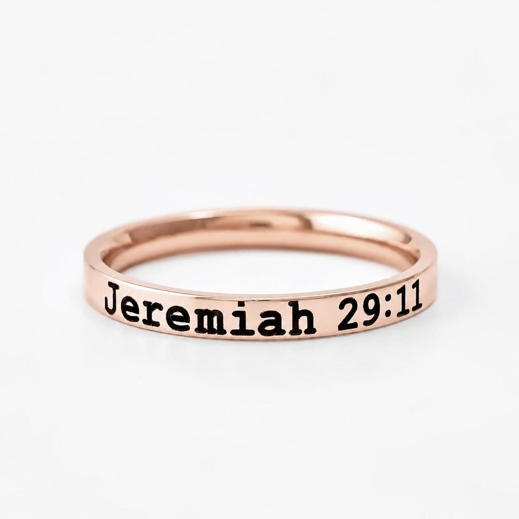 Jeremiah 29:11 Bible Verse Ring – Dainty Stainless Steel Scripture Ring, Christian Jewelry Gift, Plans to Prosper You and Not to Harm You