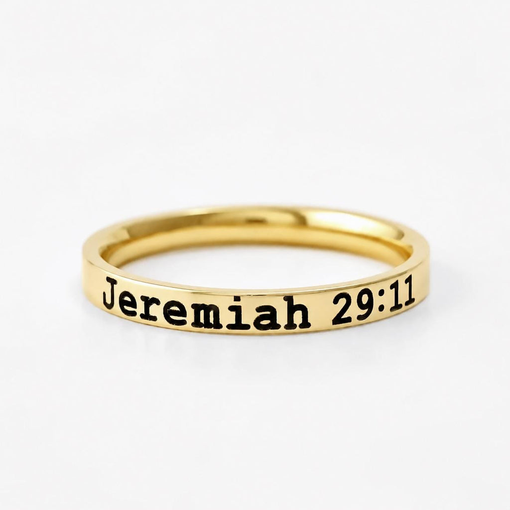 Jeremiah 29:11 Bible Verse Ring – Dainty Stainless Steel Scripture Ring, Christian Jewelry Gift, Plans to Prosper You and Not to Harm You