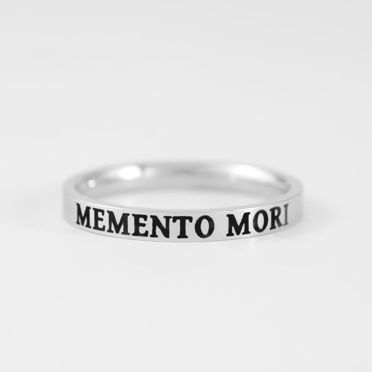 Memento Mori Engraved Stainless Steel Ring, Minimalist Band, Latin Motto Jewelry, Meaningful Reminder Gift