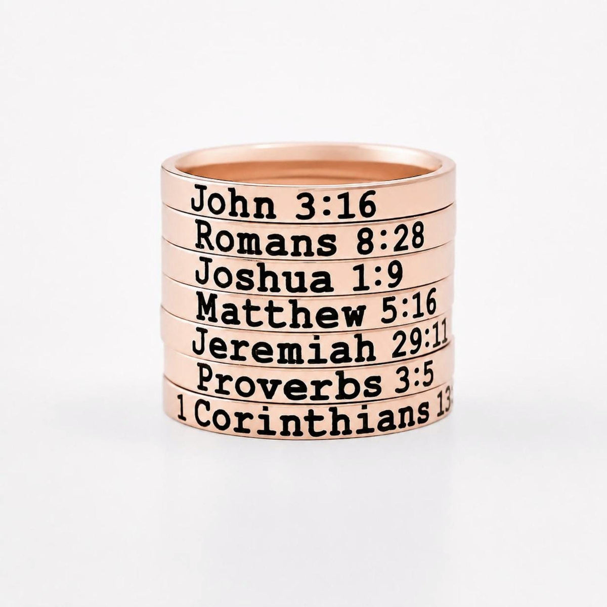 Custom Bible Verse Ring - Stainless Steel Stacking Band Ring, Personalized Engraved Scripture Jewelry, Religious Occasions and Everyday Wear