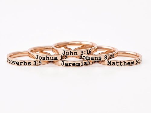 Custom Bible Verse Ring - Stainless Steel Stacking Band Ring, Personalized Engraved Scripture Jewelry, Religious Occasions and Everyday Wear