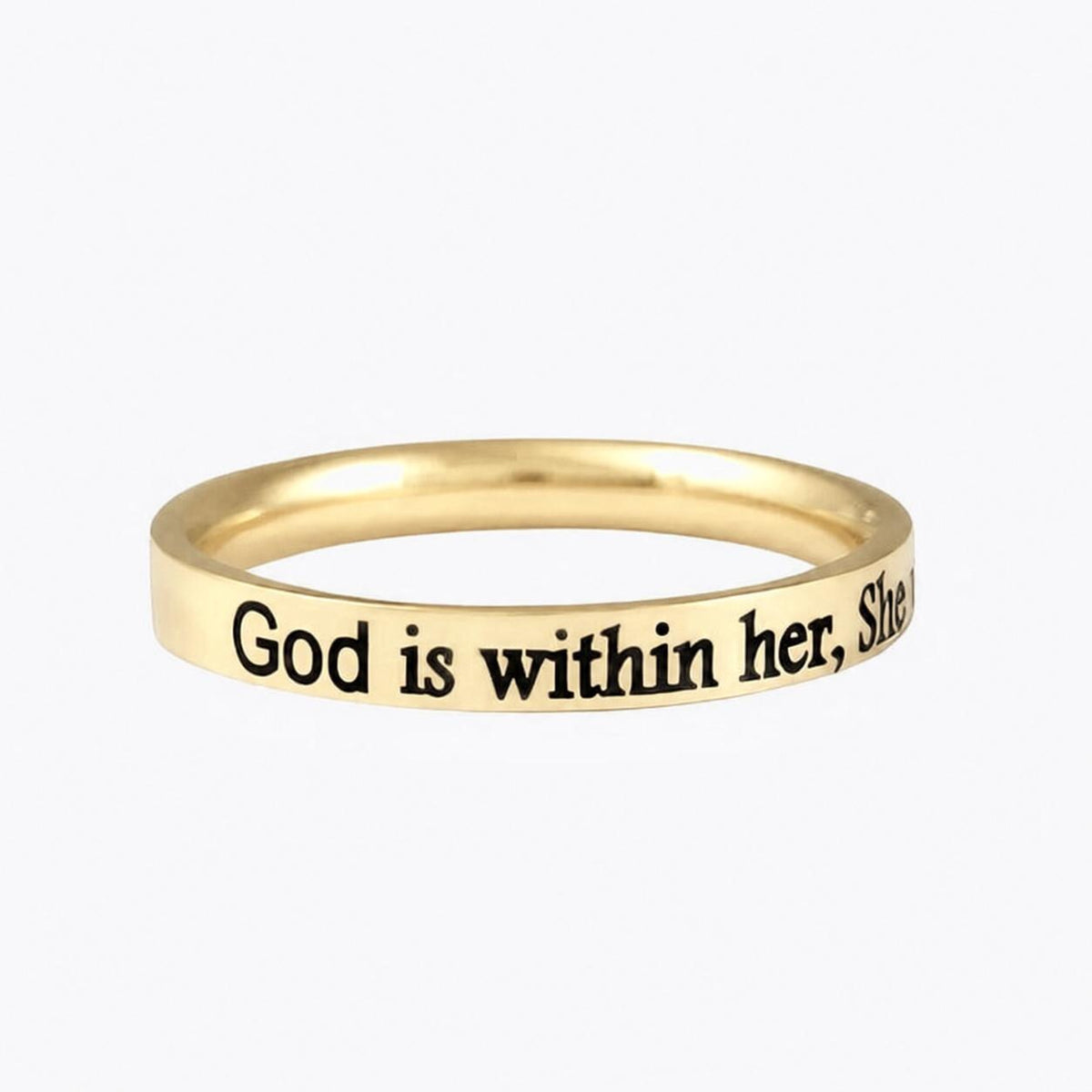 God is within her, she will not fall – Stainless Steel Band Ring, Christian Faith, Psalm 46:5 Scripture, Inspirational Religious Gift