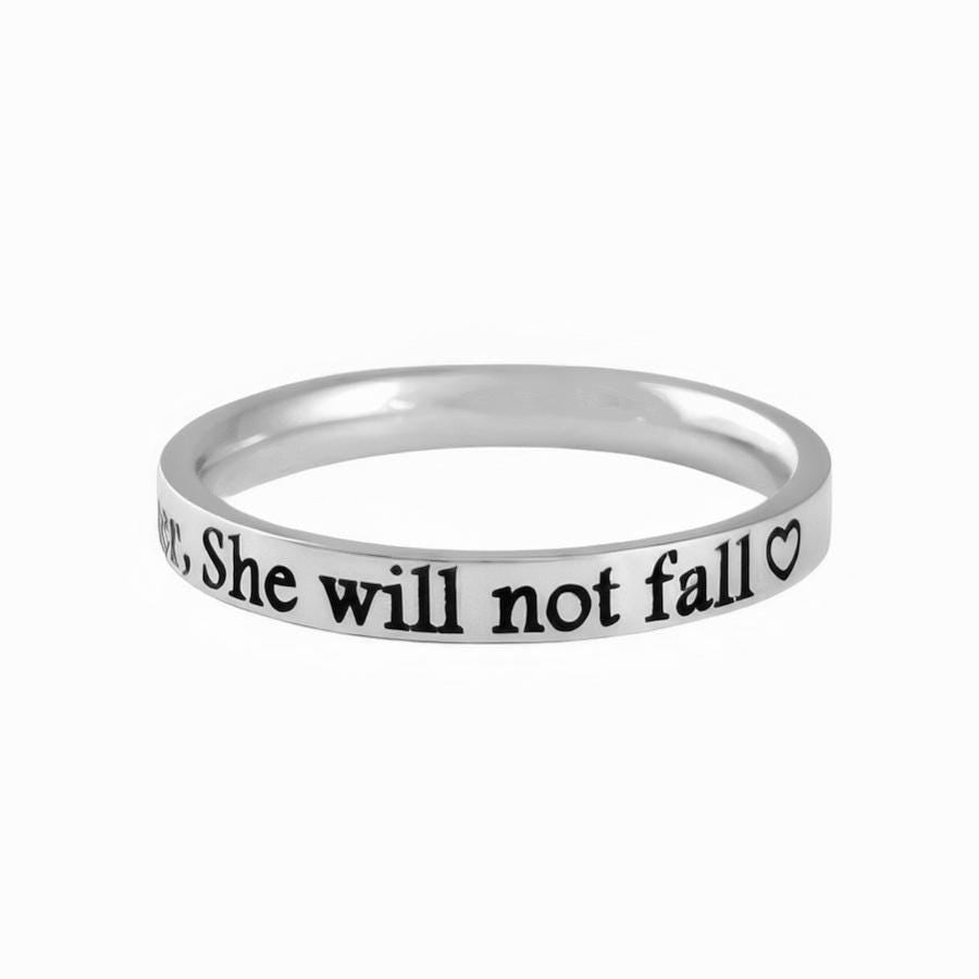 God is within her, she will not fall – Stainless Steel Band Ring, Christian Faith, Psalm 46:5 Scripture, Inspirational Religious Gift