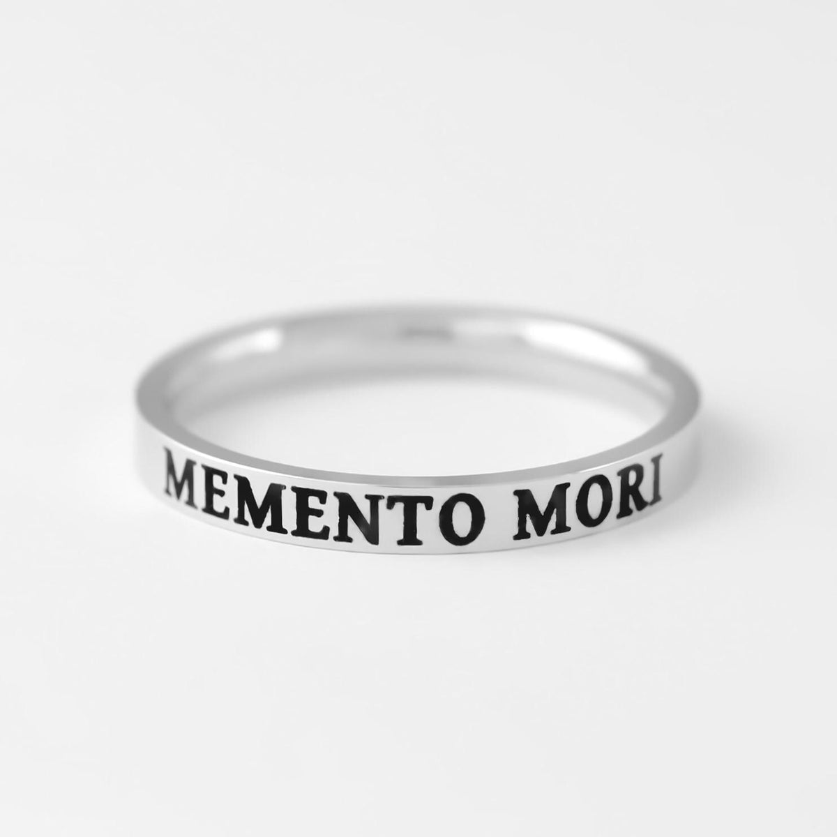 Memento Mori Engraved Stainless Steel Ring, Minimalist Band, Latin Motto Jewelry, Meaningful Reminder Gift