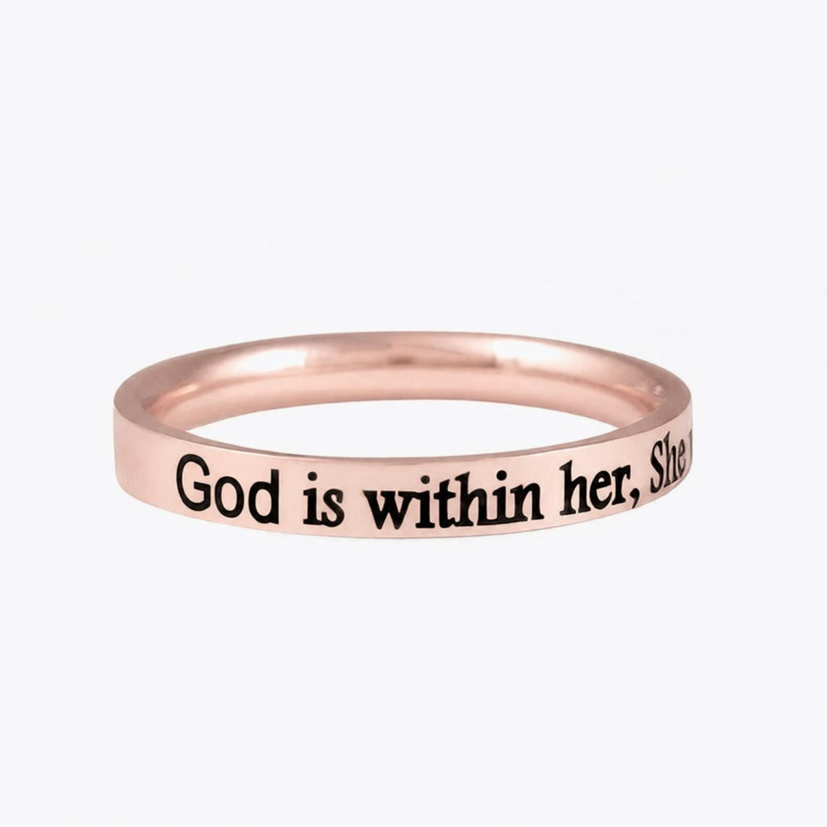 God is within her, she will not fall – Stainless Steel Band Ring, Christian Faith, Psalm 46:5 Scripture, Inspirational Religious Gift
