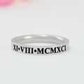 Roman Numeral Date Ring, Custom Stainless Steel Band, Personalized Date Ring Gift for Sisters, Friends, Valentines, Mother’s Day