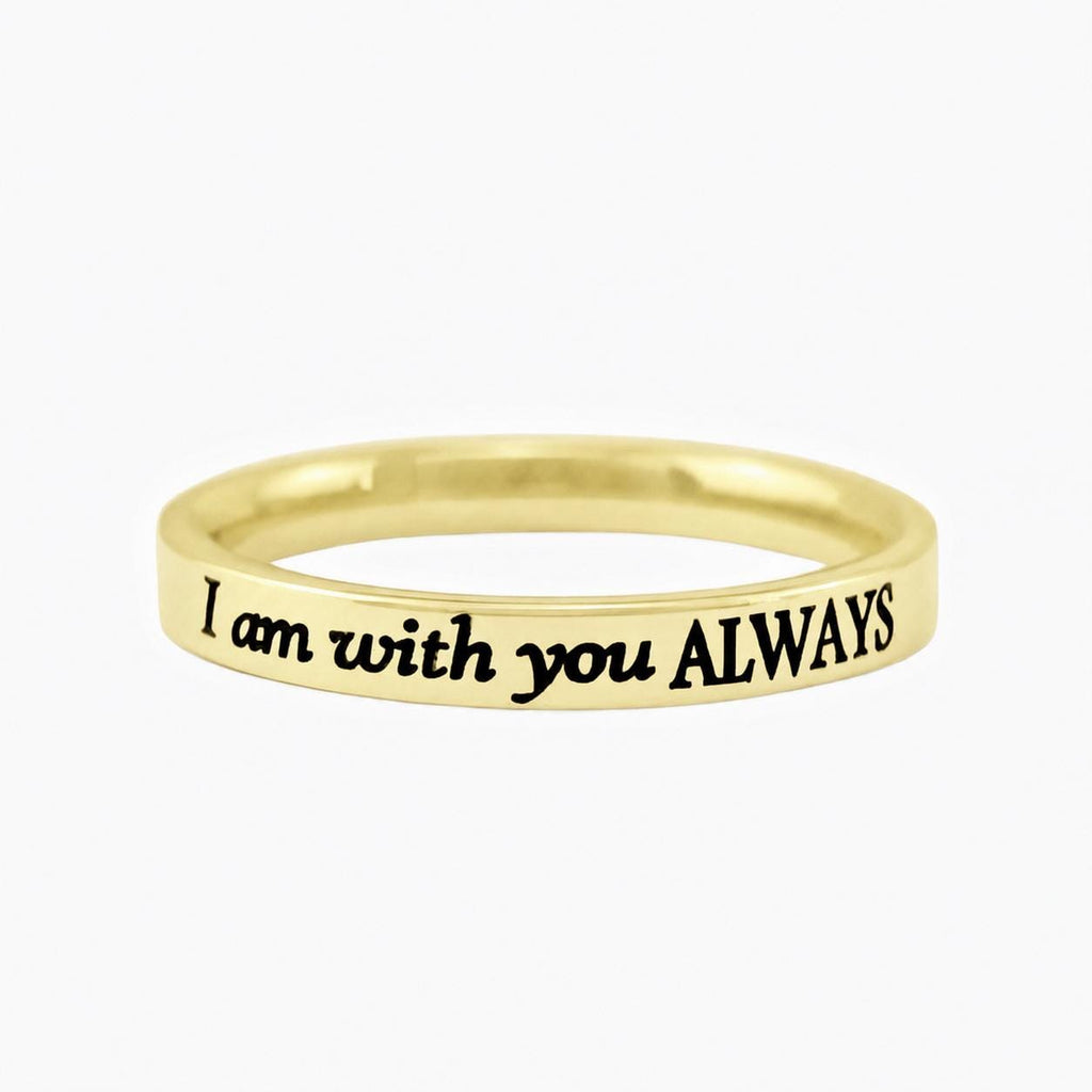 I Am With You Always – Stainless Steel Band Ring, Christian Faith Quote Ring, Matthew 28:20 Scripture Jewelry, Inspirational Gift