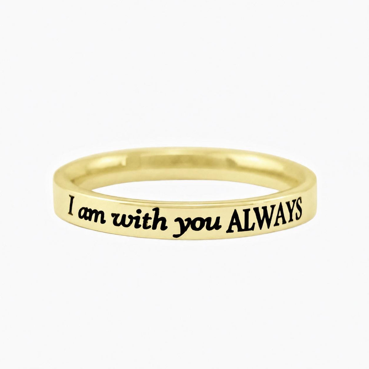 I Am With You Always – Stainless Steel Band Ring, Christian Faith Quote Ring, Matthew 28:20 Scripture Jewelry, Inspirational Gift