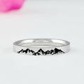 Mountain Ring – Stainless Steel Band Ring with Mountains Design, Outdoor Adventure Jewelry, Hiking Travel Nature Wanderlust Gift
