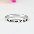 God is within her, she will not fall – Stainless Steel Band Ring, Christian Faith, Psalm 46:5 Scripture, Inspirational Religious Gift