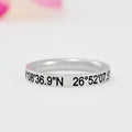 Custom Coordinates Ring, Personalized Stainless Steel Band, Engraved Location Gift for Couples, Sisters, Friends