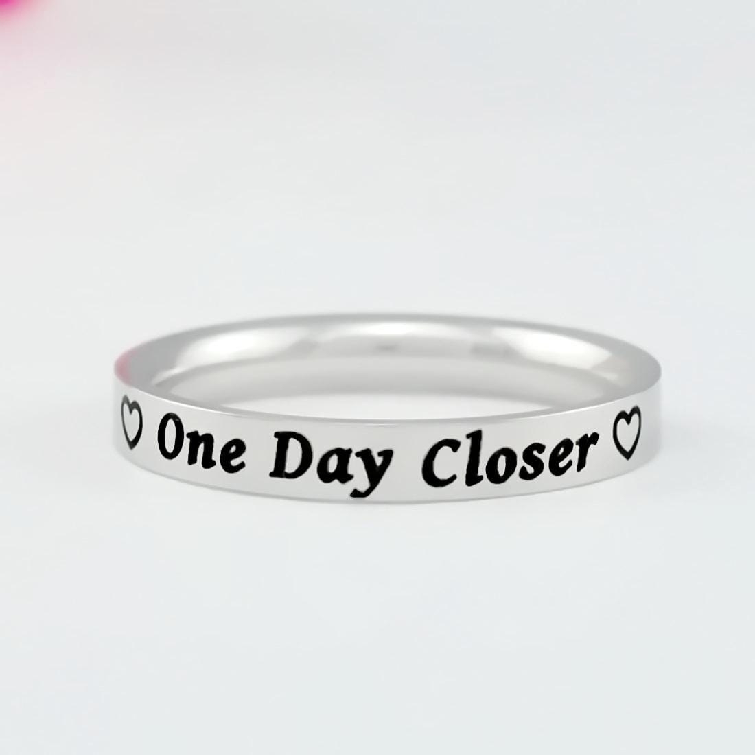 One Day Closer – Stainless Steel Band Ring, Long Distance Love Gift, Deployment Countdown Ring, Encouragement Gift for Military Couples