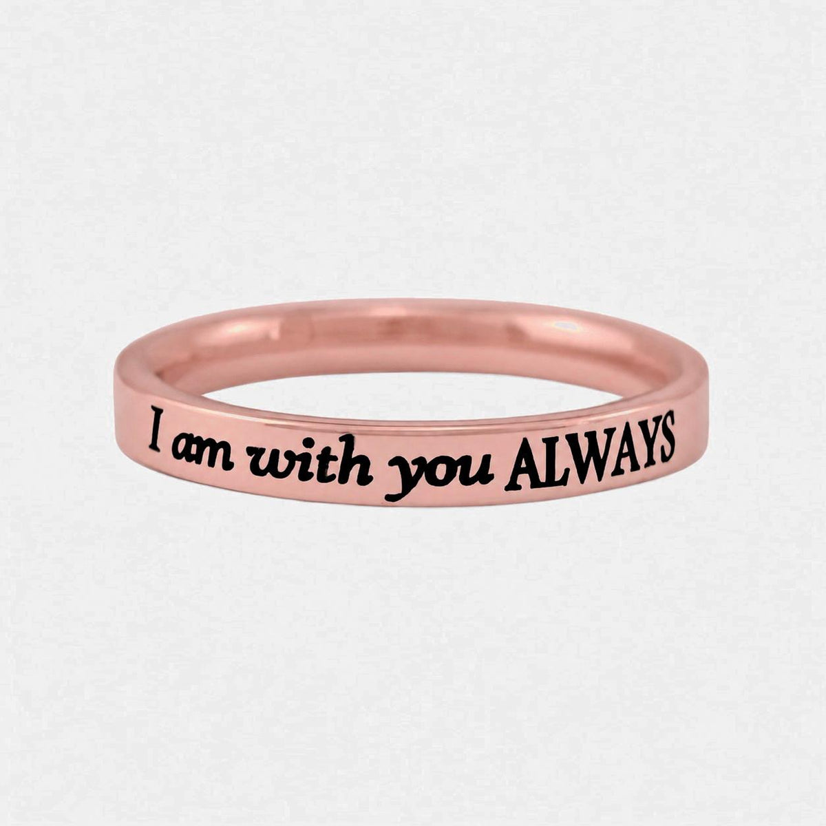 I Am With You Always – Stainless Steel Band Ring, Christian Faith Quote Ring, Matthew 28:20 Scripture Jewelry, Inspirational Gift