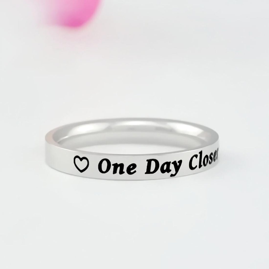 One Day Closer – Stainless Steel Band Ring, Long Distance Love Gift, Deployment Countdown Ring, Encouragement Gift for Military Couples