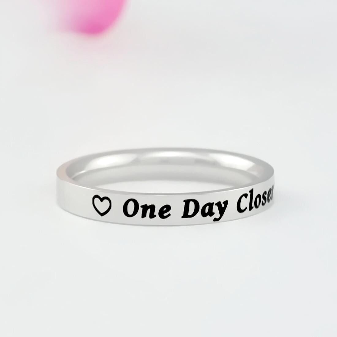 One Day Closer – Stainless Steel Band Ring, Long Distance Love Gift, Deployment Countdown Ring, Encouragement Gift for Military Couples