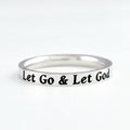 Let Go & Let God – Stainless Steel Band Ring, Christian Faith Quote Ring, Inspirational Encouragement Gift for Sisters, Friends, Christmas