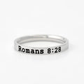 Romans 8:28 Bible Verse Ring – Dainty Stainless Steel Scripture Ring, Christian Jewelry Gift, All Things Work Together for Good