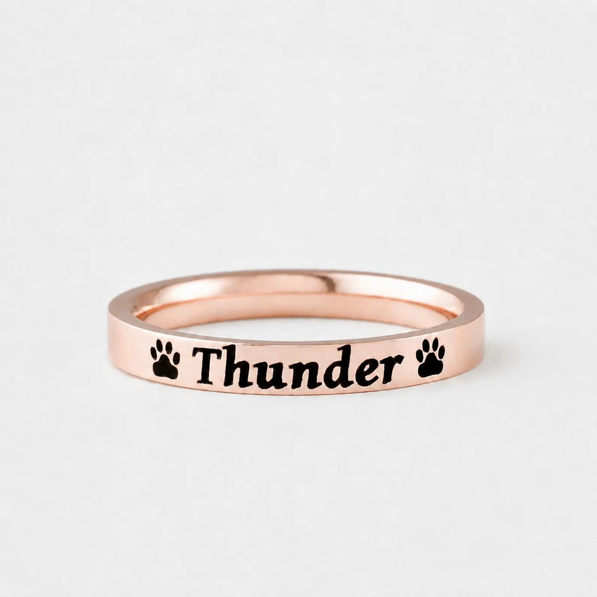 Personalized Pet Name Ring with Paw Prints