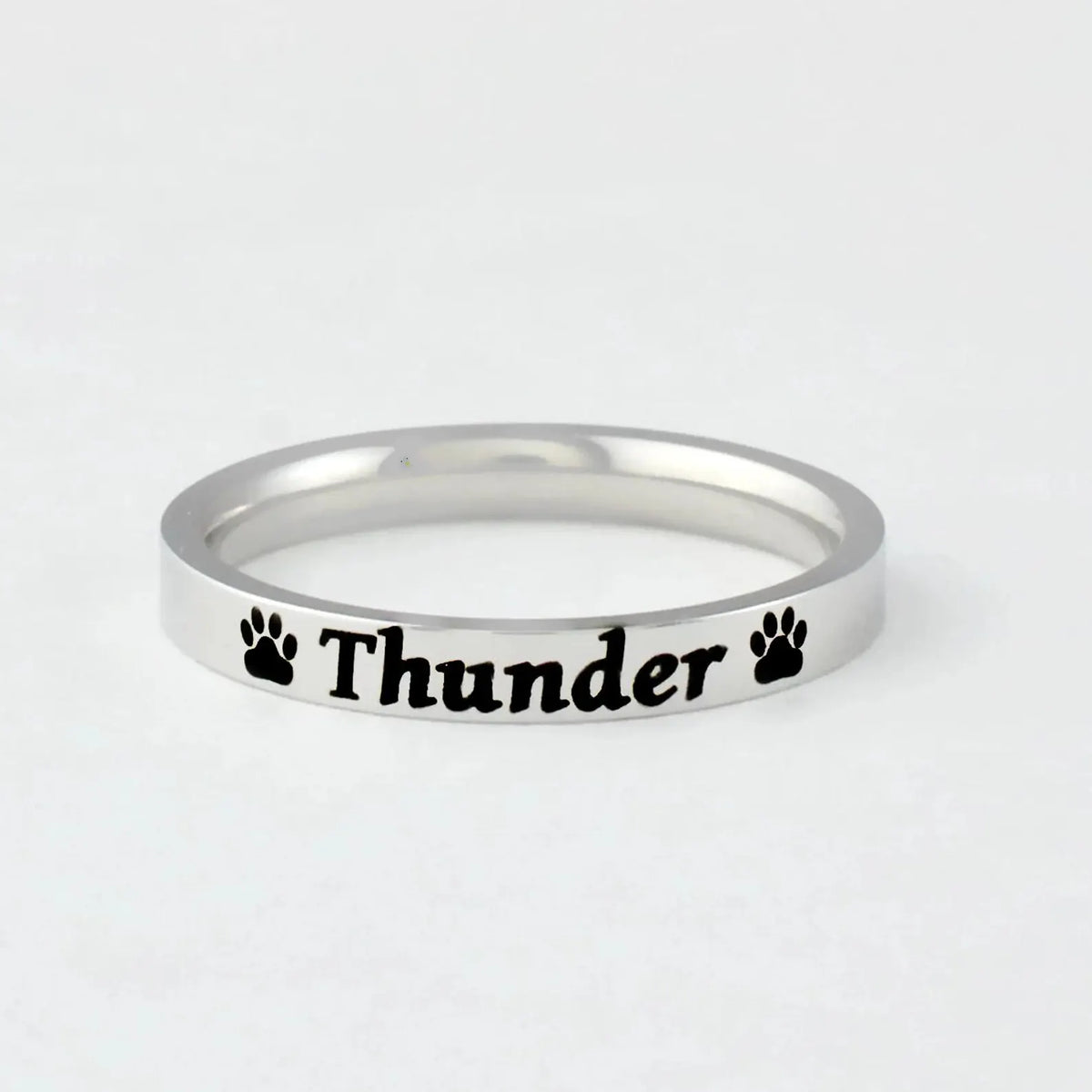 Personalized Pet Name Ring with Paw Prints